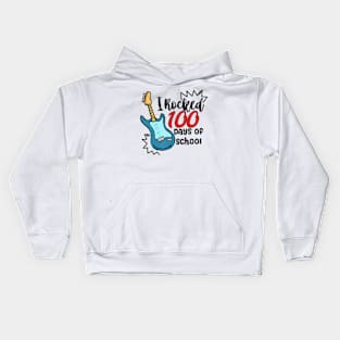 Kids I Rocked 100 Days Rocking 100 Days of School Guitar Boy Kids Hoodie